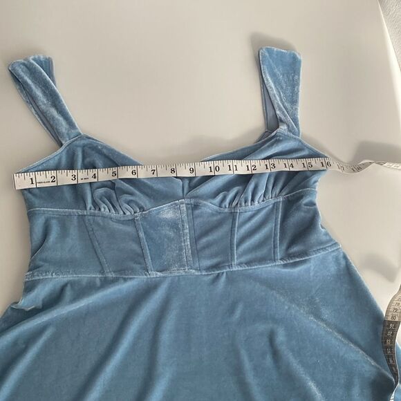 Urban Outfitters Genivieve Blue Velvet Corset Mini Dress Size Large - Picture 13 of 14